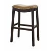 Amelia 30 in. Espresso Backless Metal/Wood Bar Height (28-33 in.) Bar Stool with Faux Leather Seat by HomeRoots