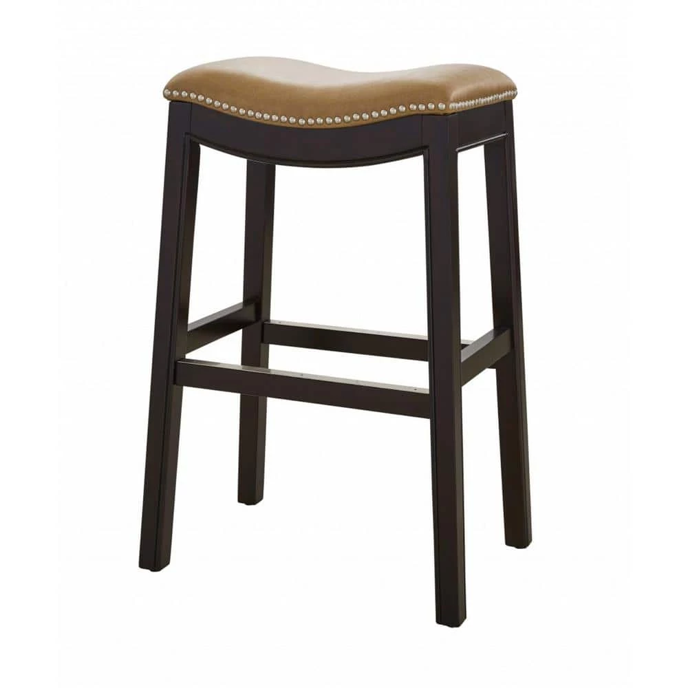 Amelia 30 in. Espresso Backless Metal/Wood Bar Height (28-33 in.) Bar Stool with Faux Leather Seat by HomeRoots 1 Amelia 30 in. Espresso Backless Metal/Wood Bar Height (28-33 in.) Bar Stool with Faux Leather Seat by HomeRoots