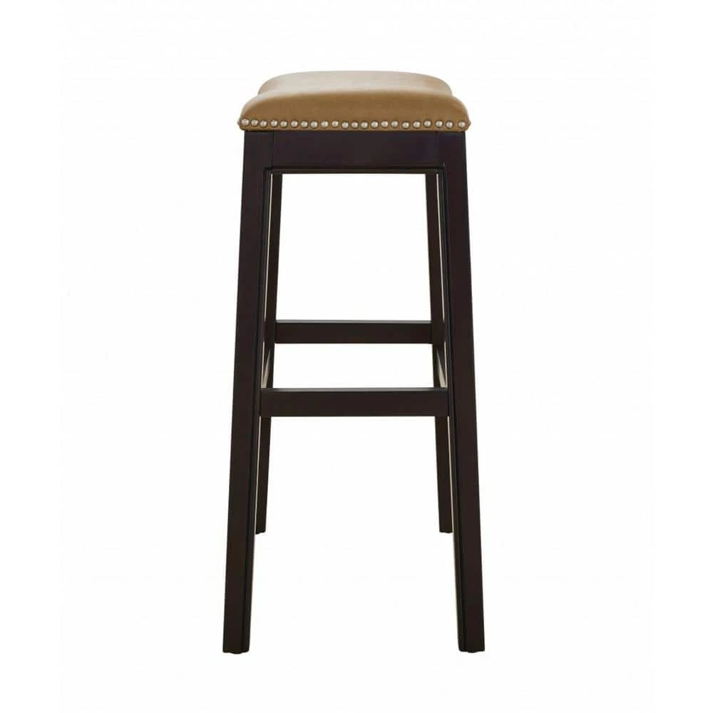 Amelia 30 in. Espresso Backless Metal/Wood Bar Height (28-33 in.) Bar Stool with Faux Leather Seat by HomeRoots 2 Amelia 30 in. Espresso Backless Metal/Wood Bar Height (28-33 in.) Bar Stool with Faux Leather Seat by HomeRoots - Image 2