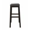 Amelia 30 in. Espresso Backless Metal/Wood Bar Height (28-33 in.) Bar Stool with Faux Leather Seat by HomeRoots