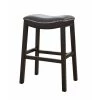 Amelia 25 in. Espresso Backless Metal/Wood Counter Height (24-27 in.) Bar Stool with Faux Leather Seat by HomeRoots