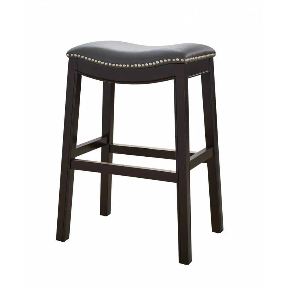 Amelia 25 in. Espresso Backless Metal/Wood Counter Height (24-27 in.) Bar Stool with Faux Leather Seat by HomeRoots 1 Amelia 25 in. Espresso Backless Metal/Wood Counter Height (24-27 in.) Bar Stool with Faux Leather Seat by HomeRoots