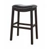 Amelia 30 in. Espresso Backless Metal/Wood Bar Height (28-33 in.) Bar Stool with Faux Leather Seat by HomeRoots