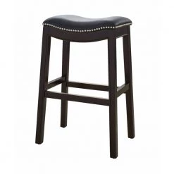 Amelia 30 in. Espresso Backless Metal/Wood Bar Height (28-33 in.) Bar Stool with Faux Leather Seat by HomeRoots
