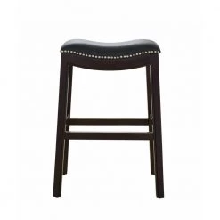 Amelia 25 in. Espresso Backless Metal/Wood Counter Height (24-27 in.) Bar Stool with Faux Leather Seat by HomeRoots -HomeRoots Sales espresso homeroots bar stools 2000384140 4f 1000