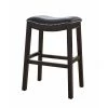 Amelia 25 in. Espresso Backless Metal/Wood Counter Height (24-27 in.) Bar Stool with Faux Leather Seat by HomeRoots