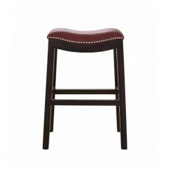 Amelia 25 in. Espresso Backless Metal/Wood Bar Height (28-33 in.) Bar Stool with Faux Leather Seat by HomeRoots -HomeRoots Sales espresso homeroots bar stools 2000384142 4f 1000