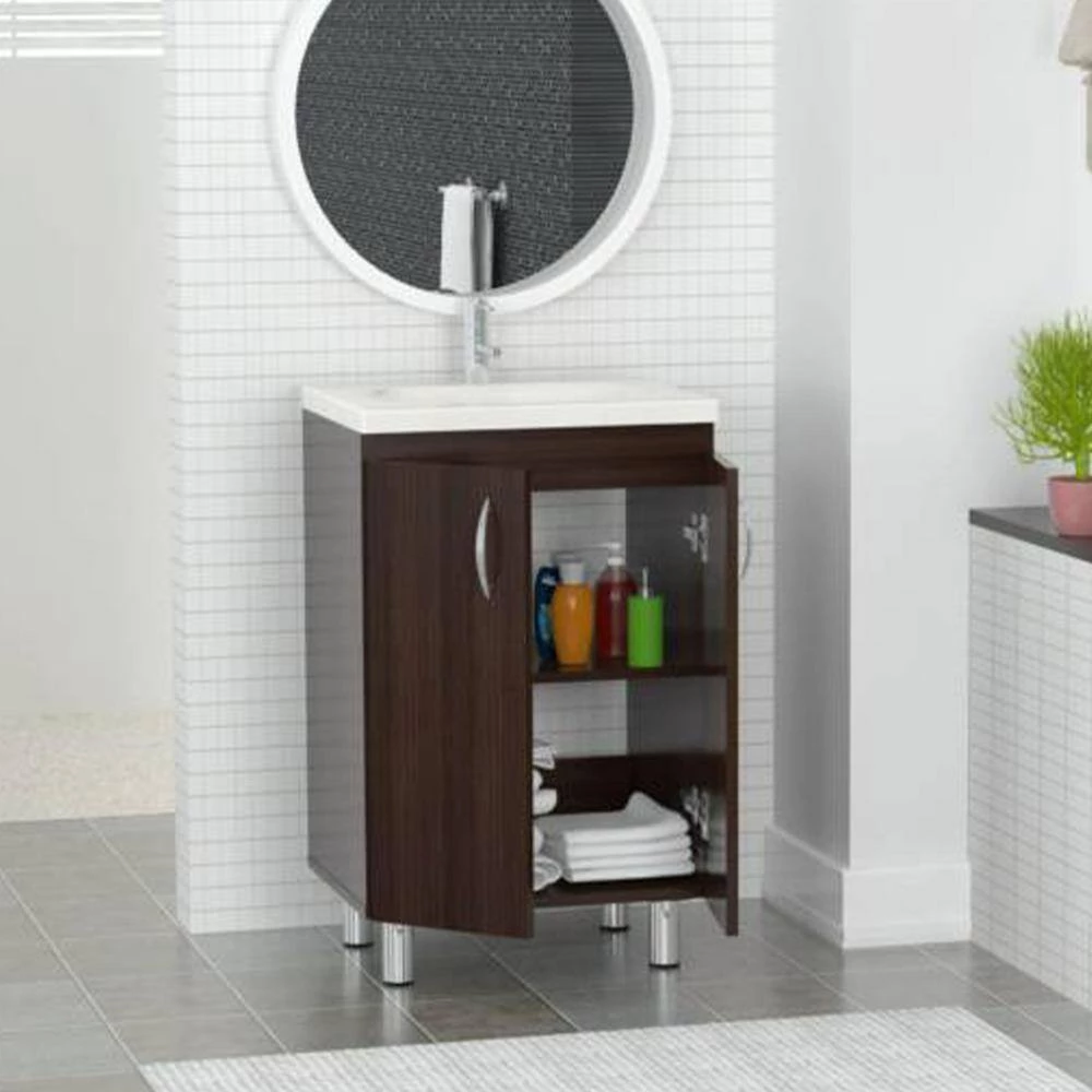 Amelia Espresso Armoire Vanity And Sink 34 in. H x 18 in. W x 14.3 in. D by HomeRoots 5 Amelia Espresso Armoire Vanity And Sink 34 in. H x 18 in. W x 14.3 in. D by HomeRoots - Image 5