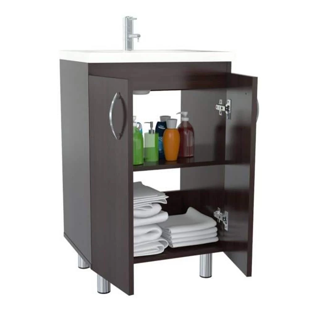 Amelia Espresso Armoire Vanity And Sink 34 in. H x 18 in. W x 14.3 in. D by HomeRoots 3 Amelia Espresso Armoire Vanity And Sink 34 in. H x 18 in. W x 14.3 in. D by HomeRoots - Image 3