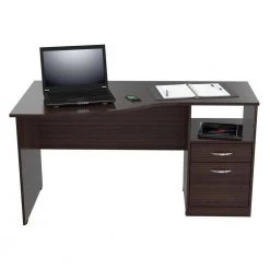 Bernadette 55.12 in.Rectangular Espresso Particle Board 2 Drawer Writing Desk with Drawers by HomeRoots -HomeRoots Sales espresso homeroots writing desks 2000249791 31 1000