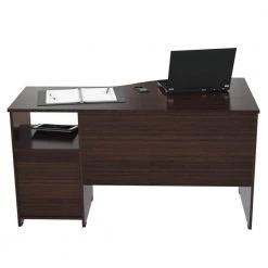 Bernadette 55.12 in.Rectangular Espresso Particle Board 2 Drawer Writing Desk with Drawers by HomeRoots
