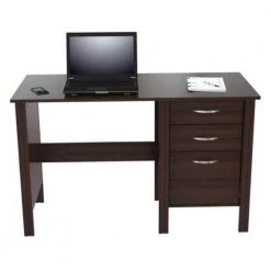 Bernadette 47.01 in. Rectangular Espresso Particle Board 3 Drawer Writing Desk with Drawers by HomeRoots