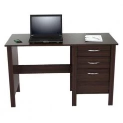 Bernadette 47.01 in. Rectangular Espresso Particle Board 3 Drawer Writing Desk with Drawers by HomeRoots -HomeRoots Sales espresso homeroots writing desks 2000249800 77 1000