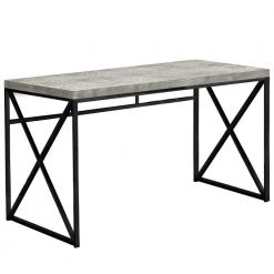 48 in. Rectangular Gray/Black Writing Desk with Open Storage by HomeRoots
