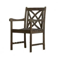 Danielle Gray Arm Chair Highbacked Solid Wood by HomeRoots