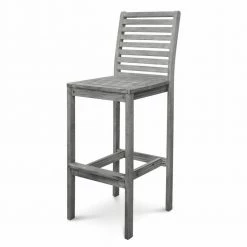 Julia 49 in. Gray High Back Wood Extra Tall 34-40 in. Bar Stool with Wood Seat by HomeRoots -HomeRoots Sales gray homeroots bar stools 2000389986 31 1000