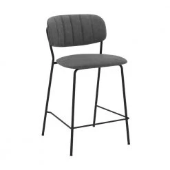 Valerie 35.5 in. H Gray Low Back Metal Extra Tall (34-40 in.) Bar Stool with Faux Leather Seat by HomeRoots -HomeRoots Sales gray homeroots bar stools 2000477014 c3 1000