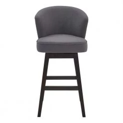 Valerie 43.5 in. H Gray Low Back Wood Extra Tall (34-40 in.) Bar Stool with Fabric Seat by HomeRoots