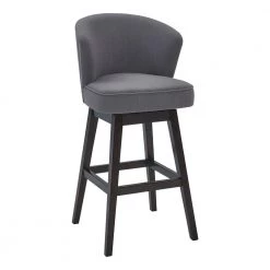 Valerie 43.5 in. H Gray Low Back Wood Extra Tall (34-40 in.) Bar Stool with Fabric Seat by HomeRoots -HomeRoots Sales gray homeroots bar stools 2000477284 c3 1000