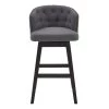 Valerie 39 in. H Gray Low Back Wood Extra Tall (34-40 in.) Bar Stool with Fabric Seat by HomeRoots