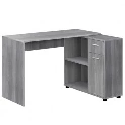 46 in. L-Shaped Gray 1 Drawer Computer Desk with Built-In Storage by HomeRoots