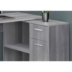 46 in. L-Shaped Gray 1 Drawer Computer Desk with Built-In Storage by HomeRoots -HomeRoots Sales gray homeroots computer desks 333481 77 1000