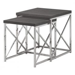Jasmine 40.5 in. Gray Particle Board Metal Nesting Table Set (Set of 2) by HomeRoots