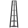 71.25 in. Jasmine Chic Grey and Black 5 Shelf Corner Bookcase by HomeRoots