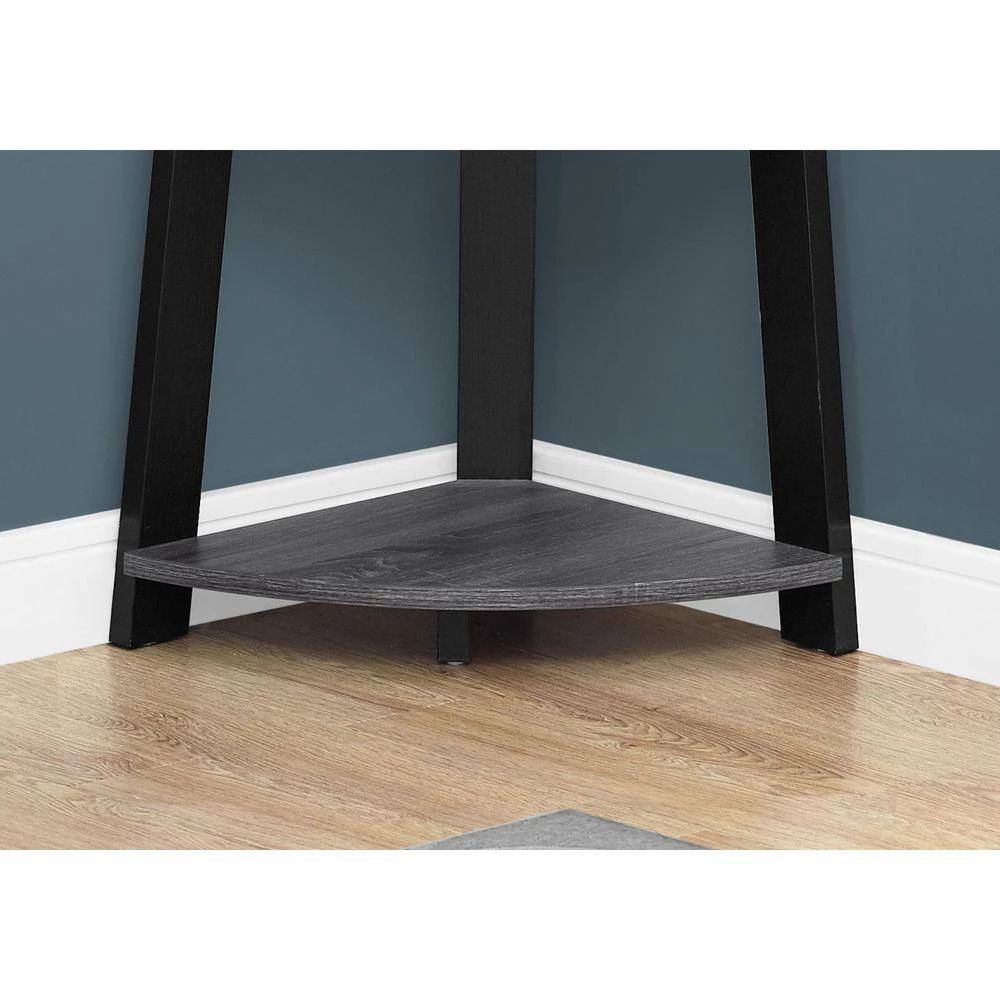 71.25 in. Jasmine Chic Grey and Black 5 Shelf Corner Bookcase by HomeRoots 2 71.25 in. Jasmine Chic Grey and Black 5 Shelf Corner Bookcase by HomeRoots - Image 2