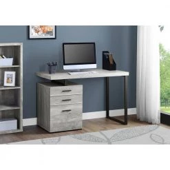 48 in. Rectangular Gray/Black 3 Drawer Computer Desk with File Storage by HomeRoots -HomeRoots Sales grey black homeroots computer desks 333510 40 1000