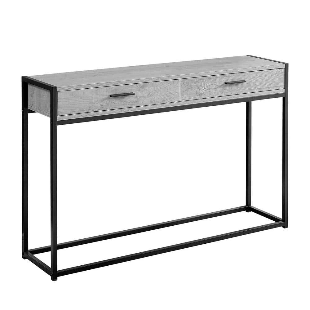 Jasmine 48 in. Gray/Black Standard Rectangle Wood Console Table with Drawers by HomeRoots 1 Jasmine 48 in. Gray/Black Standard Rectangle Wood Console Table with Drawers by HomeRoots