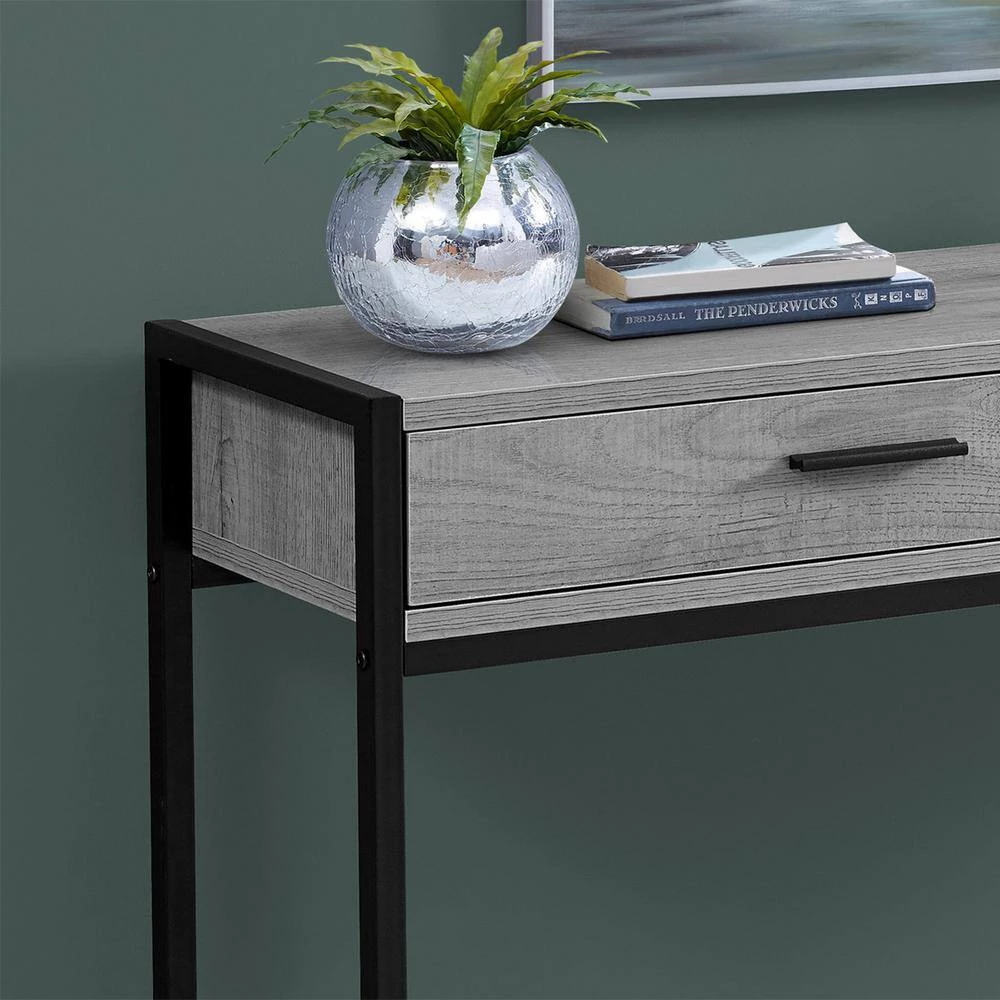 Jasmine 48 in. Gray/Black Standard Rectangle Wood Console Table with Drawers by HomeRoots 2 Jasmine 48 in. Gray/Black Standard Rectangle Wood Console Table with Drawers by HomeRoots - Image 2