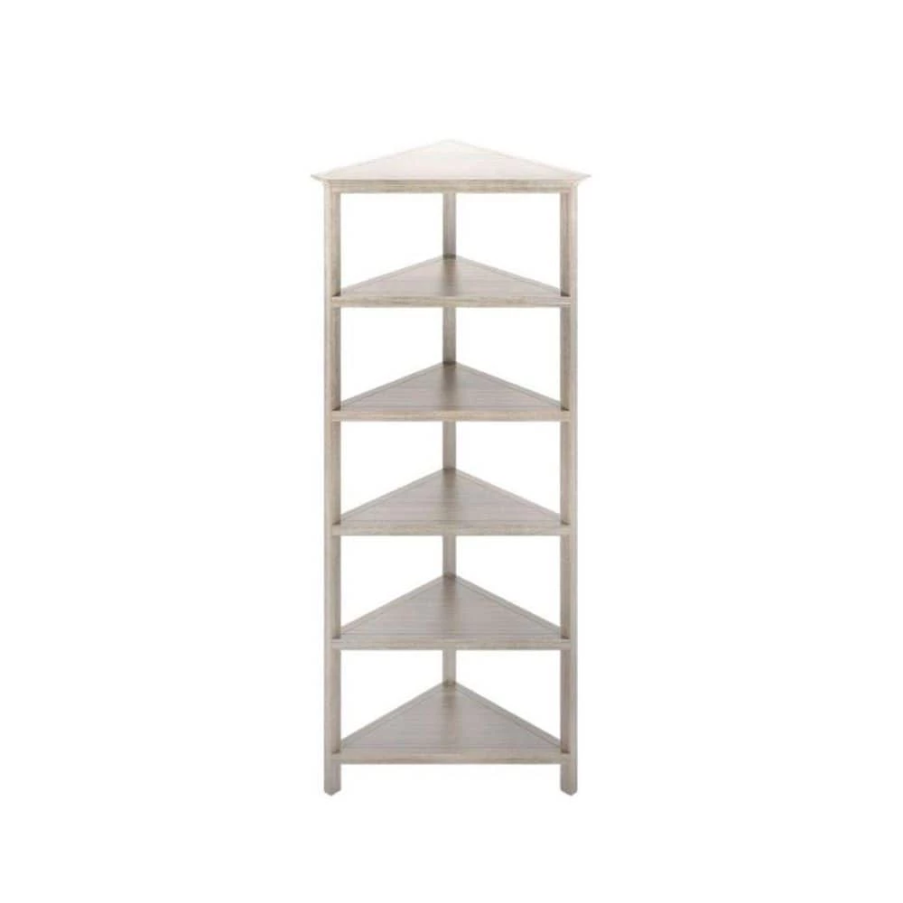 Amelia 74.75 in. Grey MDF 5-Shelf Accent Bookcase by HomeRoots 1 Amelia 74.75 in. Grey MDF 5-Shelf Accent Bookcase by HomeRoots