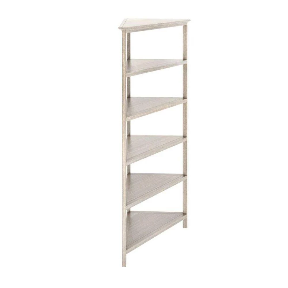 Amelia 74.75 in. Grey MDF 5-Shelf Accent Bookcase by HomeRoots 2 Amelia 74.75 in. Grey MDF 5-Shelf Accent Bookcase by HomeRoots - Image 2