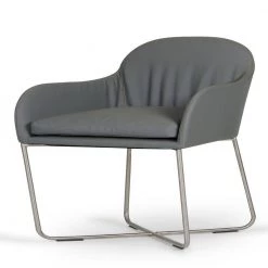 Valerie Grey Leatherette And Steel Dining Chair by HomeRoots -HomeRoots Sales grey homeroots dining chairs 283063 4f 1000