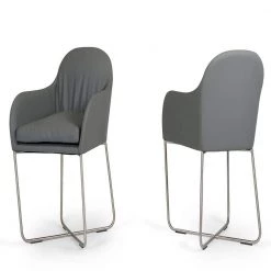 Valerie Grey Leatherette And Steel Dining Chair by HomeRoots