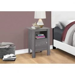Jasmine 24.25 in. Grey Night Stand with Storage Accent Table by HomeRoots -HomeRoots Sales grey homeroots end side tables 332737 31 1000