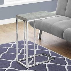 Jasmine 25.25 in. Grey Cement Particle Board and Chrome Metal Accent Table by HomeRoots -HomeRoots Sales grey homeroots end side tables 333169 31 1000