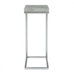 Jasmine 25.25 in. Grey Cement Particle Board and Chrome Metal Accent Table by HomeRoots -HomeRoots Sales grey homeroots end side tables 333169 44 1000