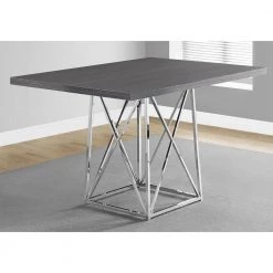Jasmine 53 in. Square Grey Metal Dining Table (Seats 4) by HomeRoots -HomeRoots Sales grey homeroots kitchen dining tables 332591 31 1000