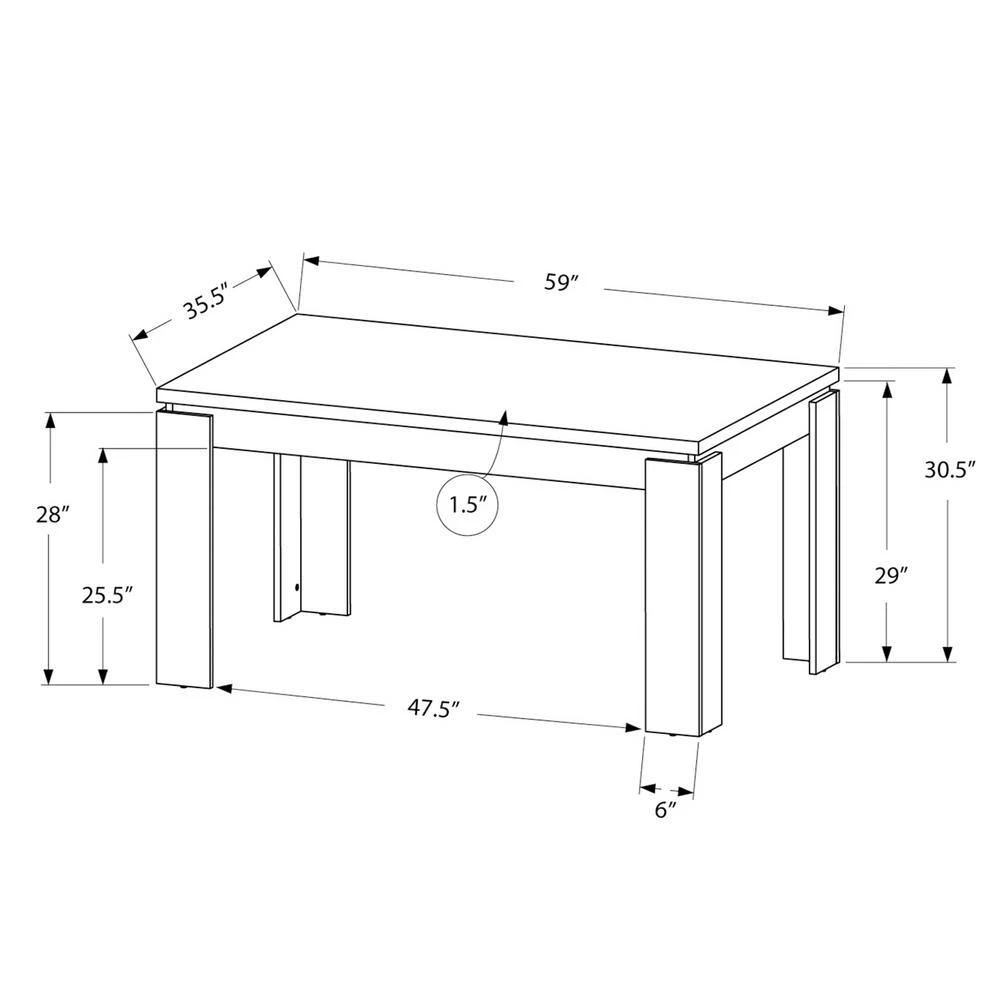 Jasmine 59 in. Grey Wood Dining Table by HomeRoots 3 Jasmine 59 in. Grey Wood Dining Table by HomeRoots - Image 3