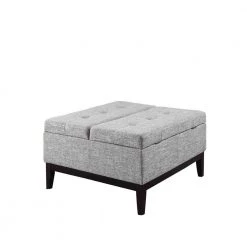 Mariana Grey Tufted Cushions Storage Ottoman by HomeRoots