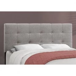 Jasmine Gray Queen Bed with Upholstered Headboard by HomeRoots -HomeRoots Sales grey homeroots panel beds 333285 c3 1000