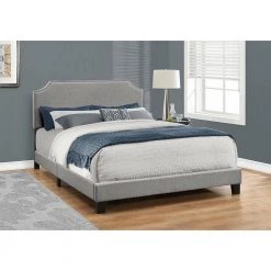 Jasmine Gray Queen Bed with Upholstered Headboard by HomeRoots -HomeRoots Sales grey homeroots panel beds 333295 31 1000
