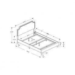 Jasmine Gray Queen Bed with Upholstered Headboard by HomeRoots -HomeRoots Sales grey homeroots panel beds 333295 4f 1000