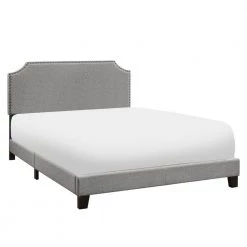 Jasmine Gray Queen Bed with Upholstered Headboard by HomeRoots