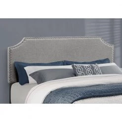 Jasmine Gray Queen Bed with Upholstered Headboard by HomeRoots -HomeRoots Sales grey homeroots panel beds 333295 c3 1000