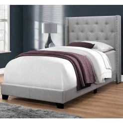 45.25 in. Jasmine Grey Twin Luxurious Appearance Day Bed by HomeRoots -HomeRoots Sales grey homeroots panel beds 355768 31 1000
