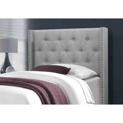 45.25 in. Jasmine Grey Twin Luxurious Appearance Day Bed by HomeRoots -HomeRoots Sales grey homeroots panel beds 355768 c3 1000