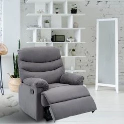 Caroline Grey Microfiber Remote Control Recliner Chair by HomeRoots
